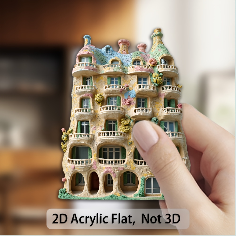 TEMU 1pc Barcelona Magnet Suitable For Office, Travel Souvenir, Architecture Gift, -themed Refrigerator Magnets With Iconic Mosaic Facade & Catalan