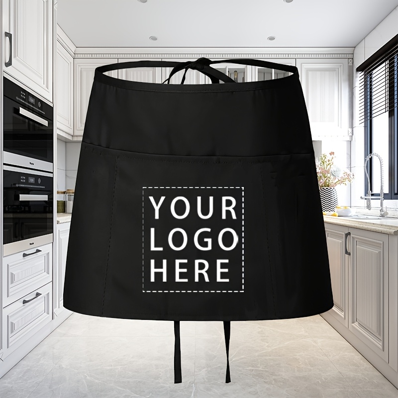 TEMU Delantal corto de servicio con foto personalizada, personalizable con texto exclusivos, diseño de múltiples bolsillos para almacenamiento
