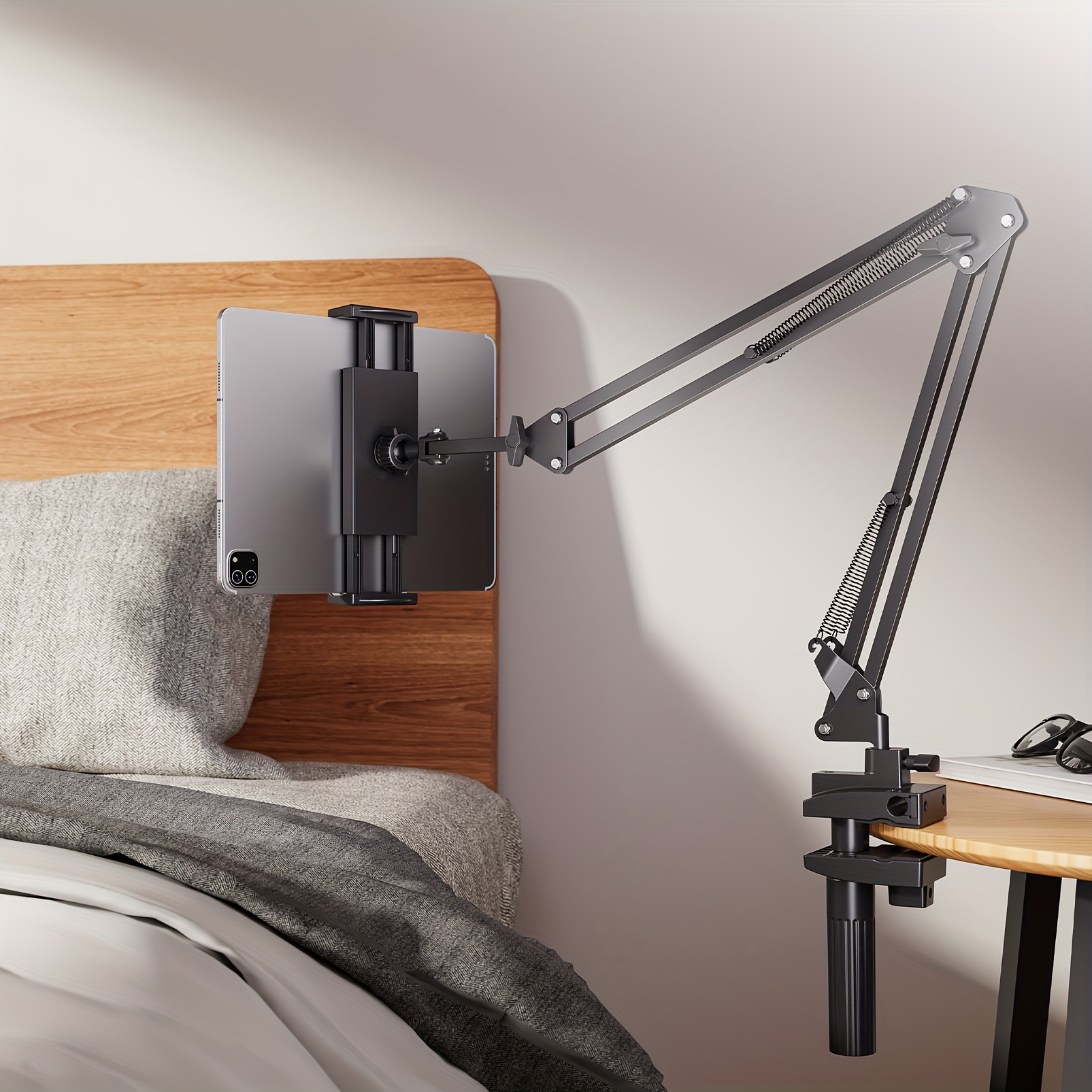 Robotic Arm, Mobile Phone Tablet Holder, Newly Upgraded Pro Model, ABS Carbon Steel, Supports 360° Rotation 180° Folding, Easy to Install, Suitable for Most Mobile Phones and Tablets