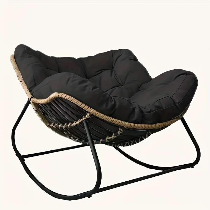 1pc outdoor comfy wicker egg rocking chair versatile outdoor lounge for patio porch garden modern   rocking chair patio rocking chair outdoor only rocking chair outdoor solid back support for porch patio backyard balcony