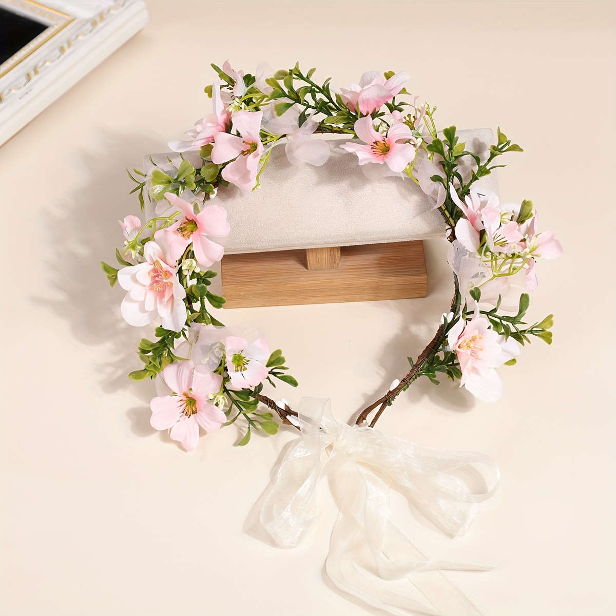 Artificielle Cheveux Couronne, Couronne De Fleur Rose, Bandeau De Couronne Florale, Utilisé Pour