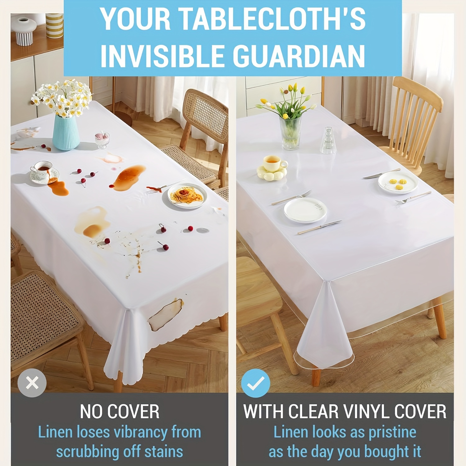 Sunny Day Rectangular Plastic Table Cover – 54" X 84" Spill-Protection Party Tablecloth For Crafts & Events