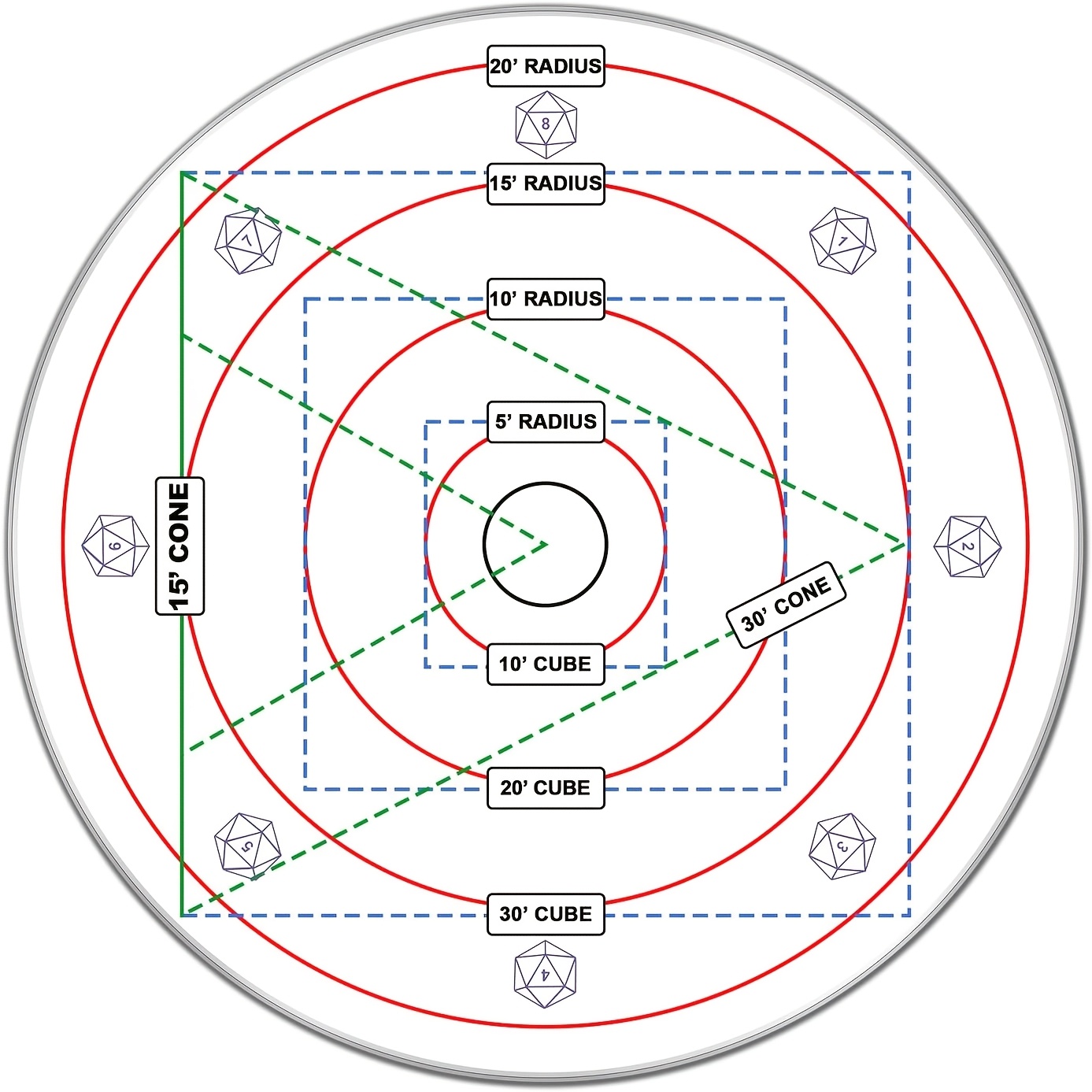 Aoe Spell Damage Templates For Dnd | Tabletop Rpg Area Of Effect Measuring Tools | Gaming Accessories