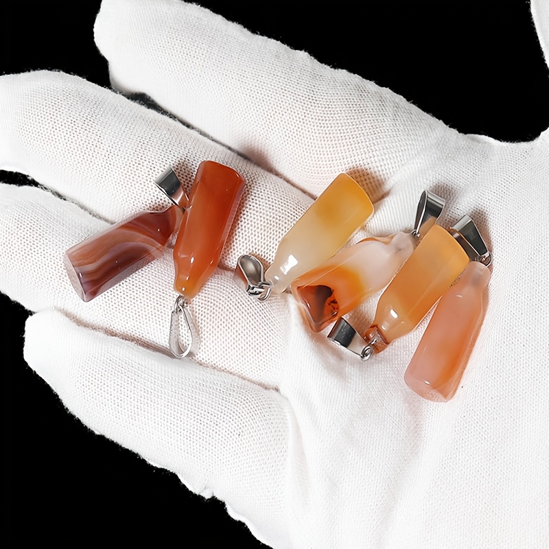 15pcs Natural Red Agate Mini Bottle Stone Pendants for DIY Jewelry