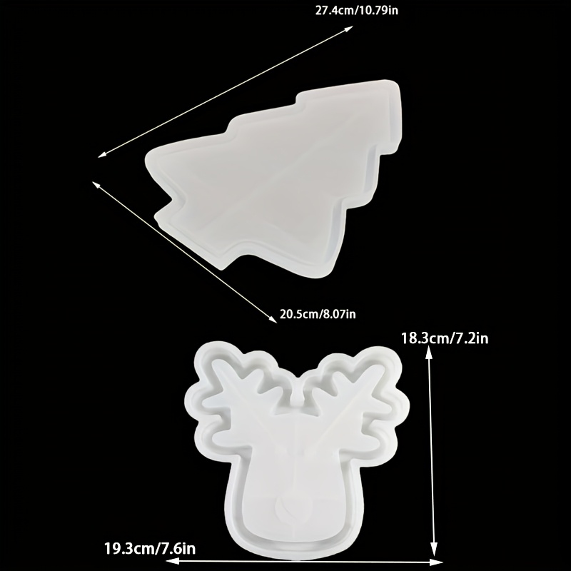 Set Of 2 - Christmas-themed Silicone Mold For Trays, Including Molds For Plaster Decorations And Resin Casting. Molds For Candle And Christmas Tray Silicone Molds