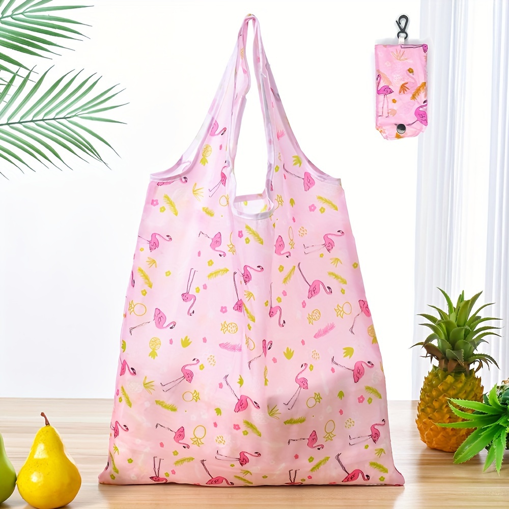 large capacity foldable tote bag   polyester reusable shopping storage bag with creative allover pattern details 17