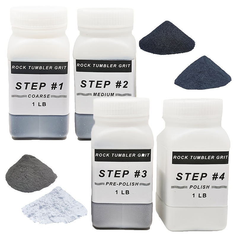 4-step Rock Tumbler Grit Set, Rock Tumbler Grit Polish Refill Kit, Includes Step #1, #2, #3, #4 , Ideal For Any Rock Tumbler & Stone Polisher, 1 Lb