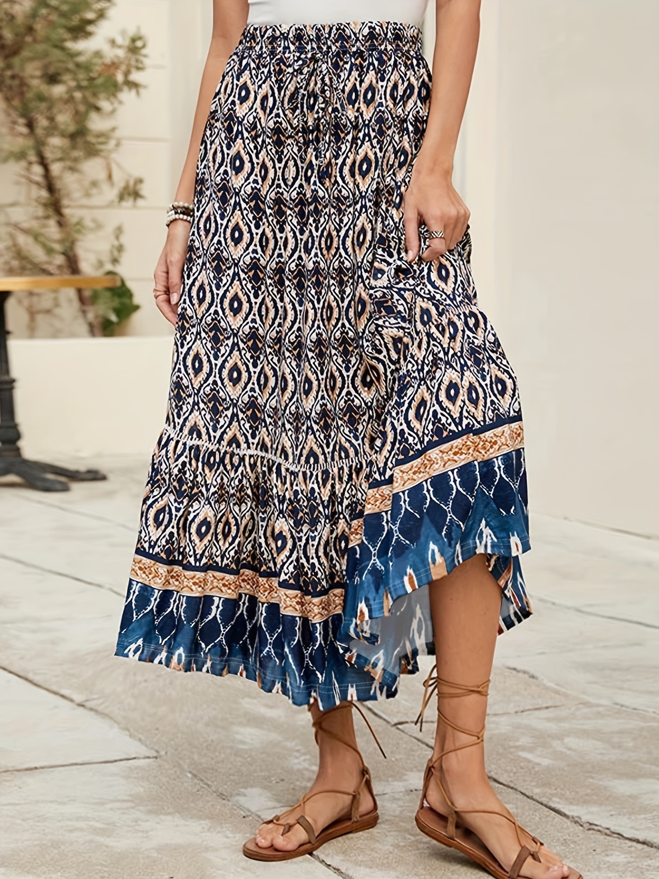Women'S Bohemian-Style Maxi Skirt with an Ethnic Design, Featuring a Loose  Fit, Elastic Waistband, And a Skirt for Spring And Summer Vacations