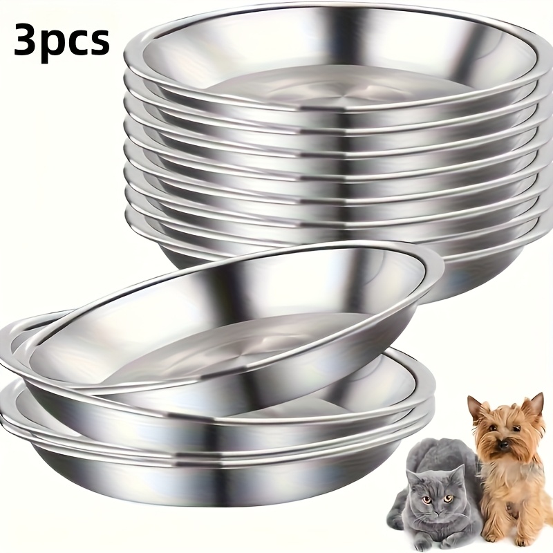 3pcs 7pcs set stainless steel cat bowls anti slip pet tableware wide and lightweight design suitable for   easy to clean suitable for cats and dogs large diameter pet food and water bowls   washed in the dishwasher Product details 9