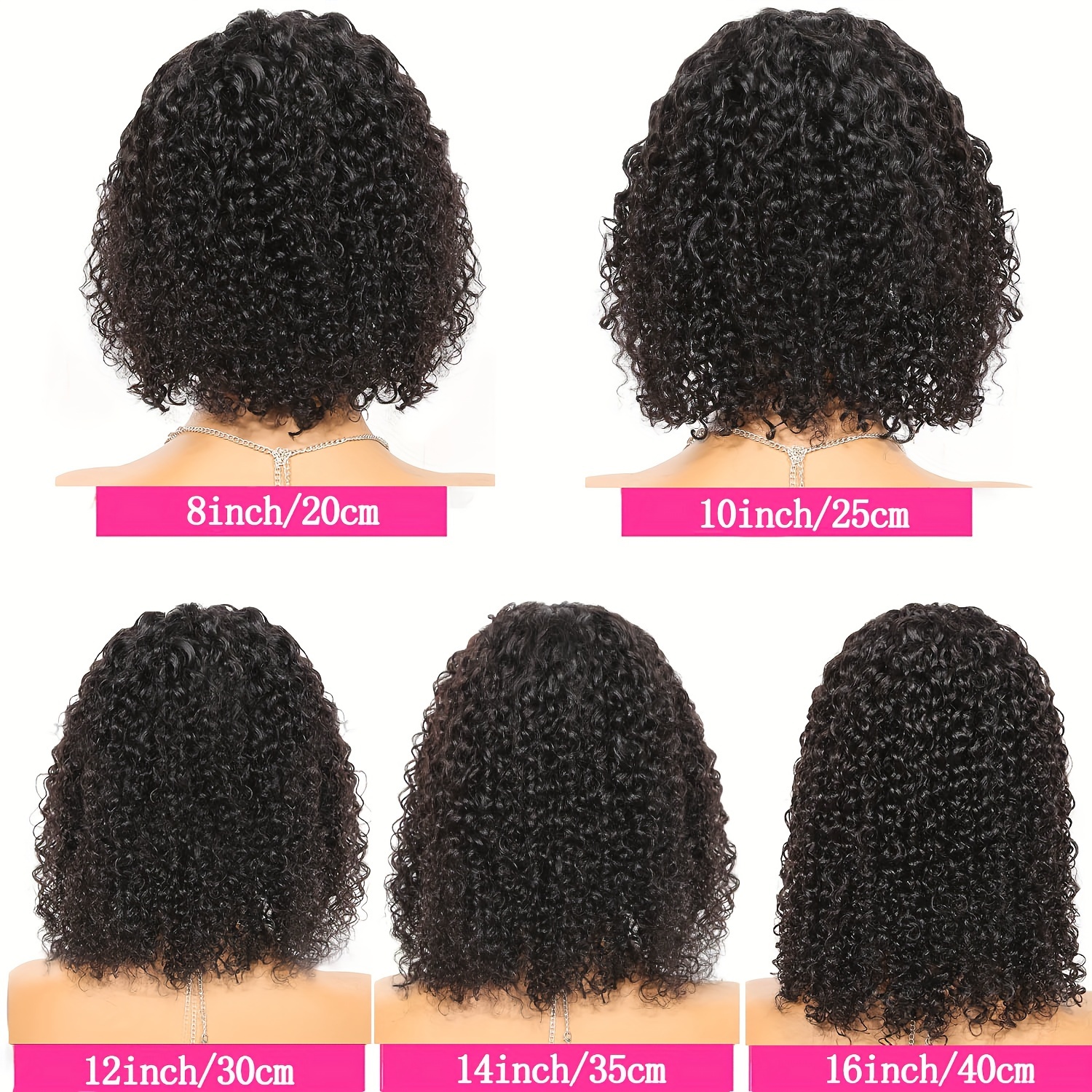 TEMU Perruque en Cheveux Humains 180% - Bob Court Bouclé avec Bandeau pour Femmes - Perruque Bob Bouclé Kinky Colle - Perruque Entièrement à avec