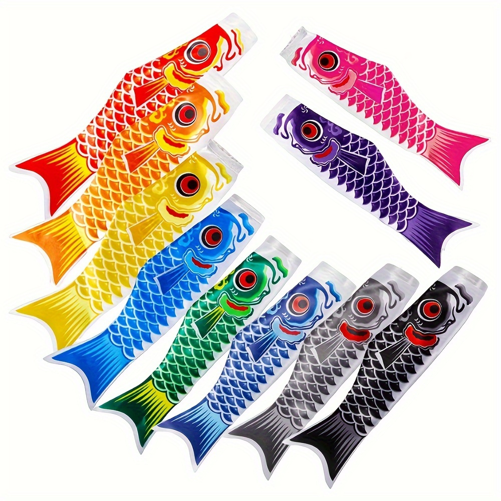 Image of 10-pack Japanese Carp Windsocks, 15.7" Polyester Garden Flags For Outdoor, Home, Restaurant, Bar Decor, No Electricity Needed, Room Decoration - Assorted Colors