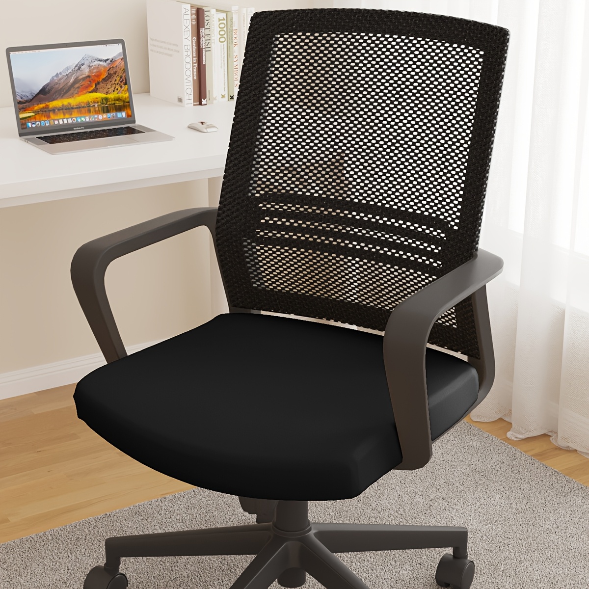 TEMU 1 Housse de coussin de chaise de couleur unie, convient pour le coussin de chaise de bureau à domicile, étude, toutes saisons, moderne et facile
