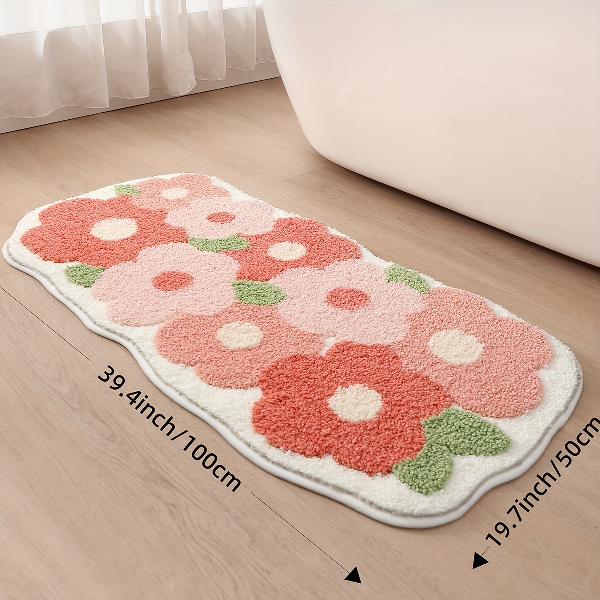 TEMU Dajiang Flocked Bath Mat - -soft, & Absorbent Unique Design - For Bathroom, , And Decor - Christmas Gift