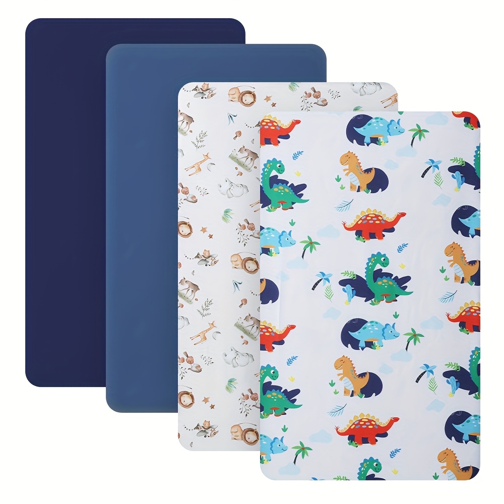 TEMU Beeweed Crib Sheets, 4pcs Soft Sheets With Animal Prints, For Crib And Mattress, Crib Sheet For Boys And Girls, Super Soft Microfibre Crib Sheet