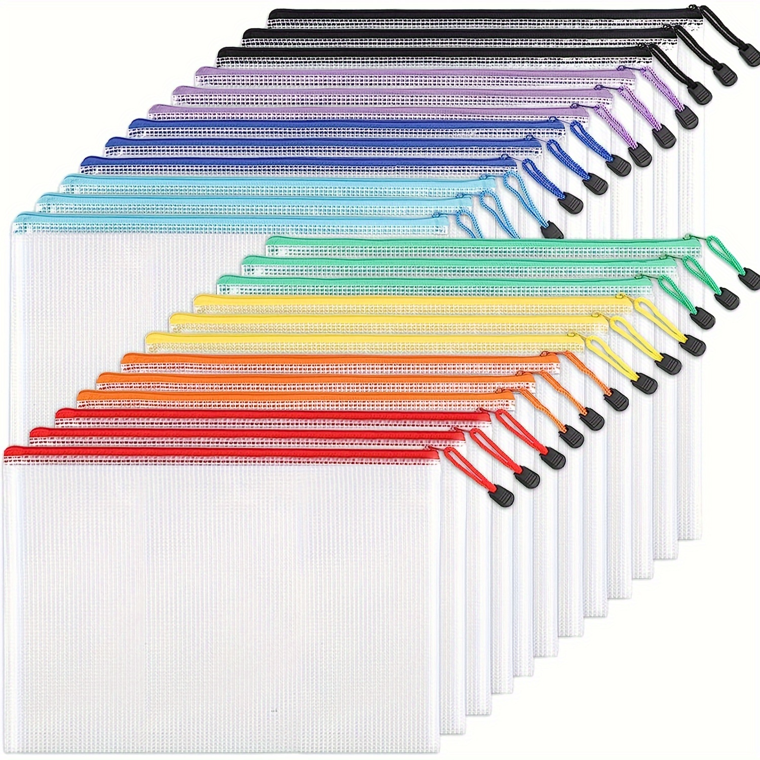 

24 Pcs 8- Zippered File , , To Small As , Notebooks, Books, Documents, Etc. Suitable For Offices, Homes, Schools, 13.5 X 9.5