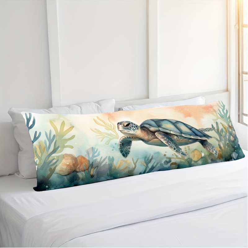 1pc watercolor sea turtle body pillow cover zipper soft Temu