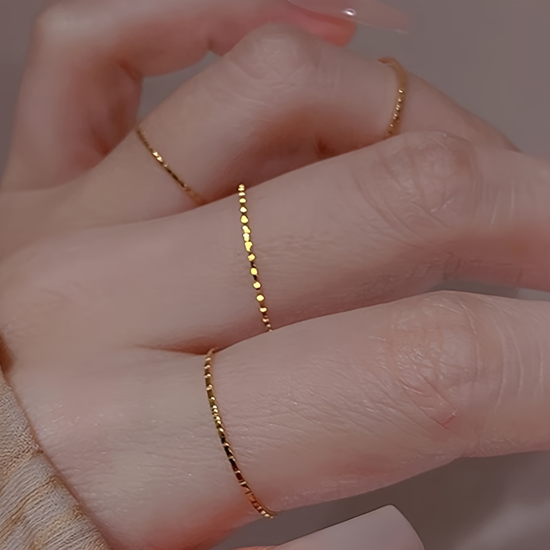 TEMU Set anelli impilabili goffrati ultra sottili in stile casual minimalista da donna, anelli di base semplici