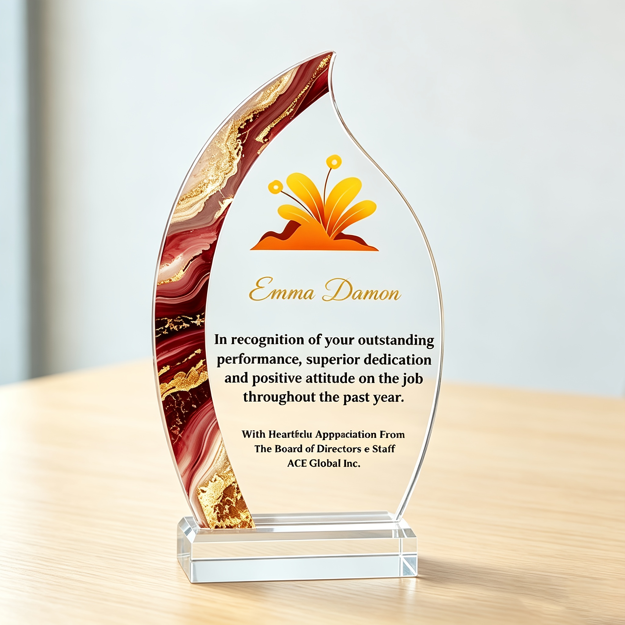 TEMU 2d Flat, 2d Flat Personalized Custom Transparent Acrylic Sports Competition Trophy Commemorative Plaque Award Gift For Corporate Souvenir