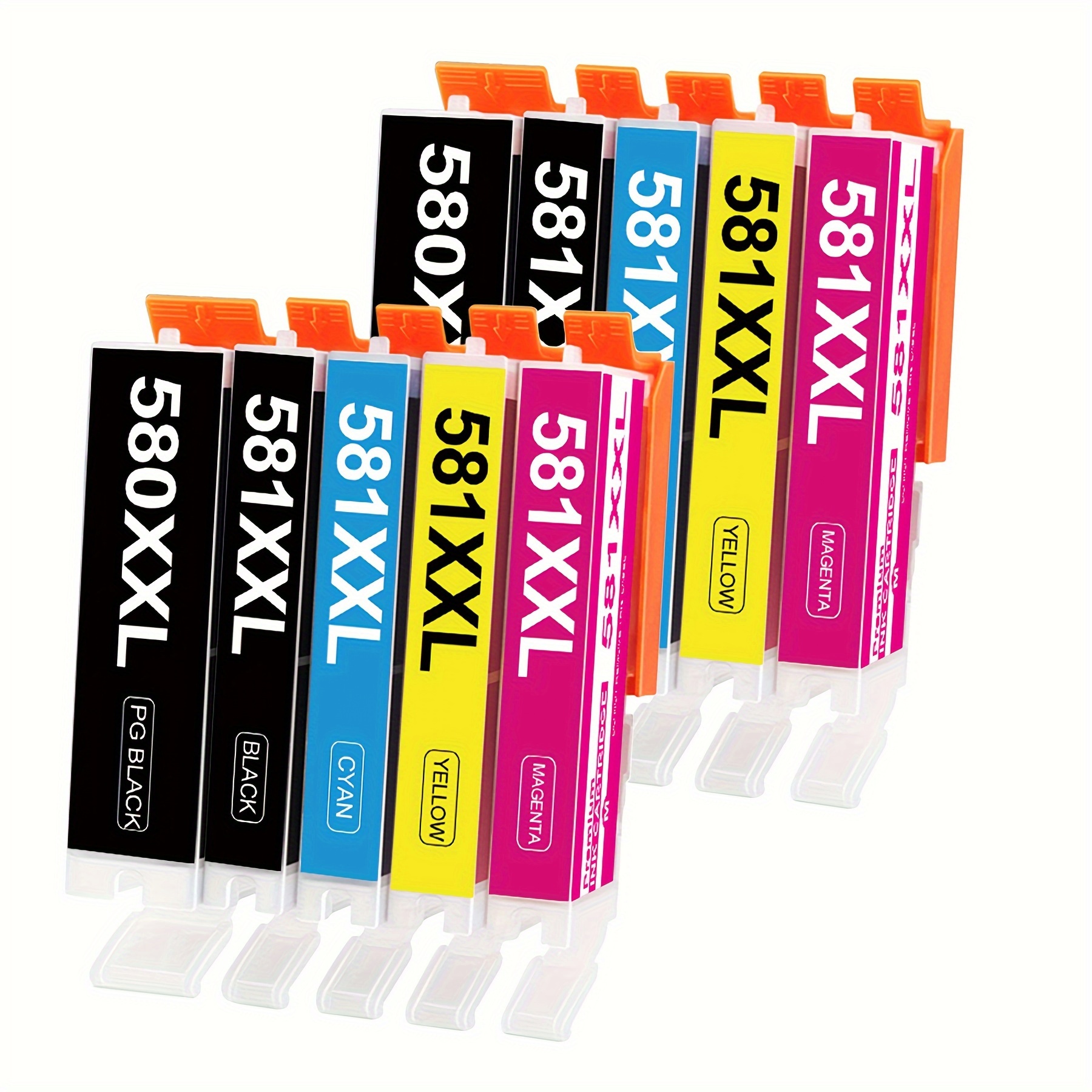 Image of 10 Pk 580 581 Printer Cartridges Compatible For Pgi-580 Xxl Cli-581 Xxl 10er Pack For Tr8550 Tr7550 Tr7500 Ts705 Ts6350 Ts6150 Ts9550 Ts6250 Ts8250 Tr8500 Ts6151 Ts8150 Ts8251