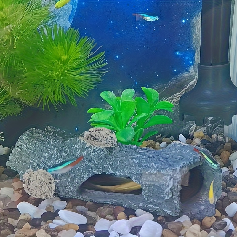 Ornamento per Acquari in Resina Naturale con Aspetto di Albero Cavo e Grotta - Nascondiglio per Acquario con Molteplici Aperture, Perfetto per Gamberetti, Tartarughe e Decorazioni da Stagno