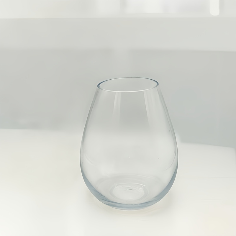 Image of Elegant Modern Glass Vase - Transparent Belly Design, Suitable For Displaying Hydroponic And Flowers, Ideal For Living Room Decoration, Vase Home Decoration