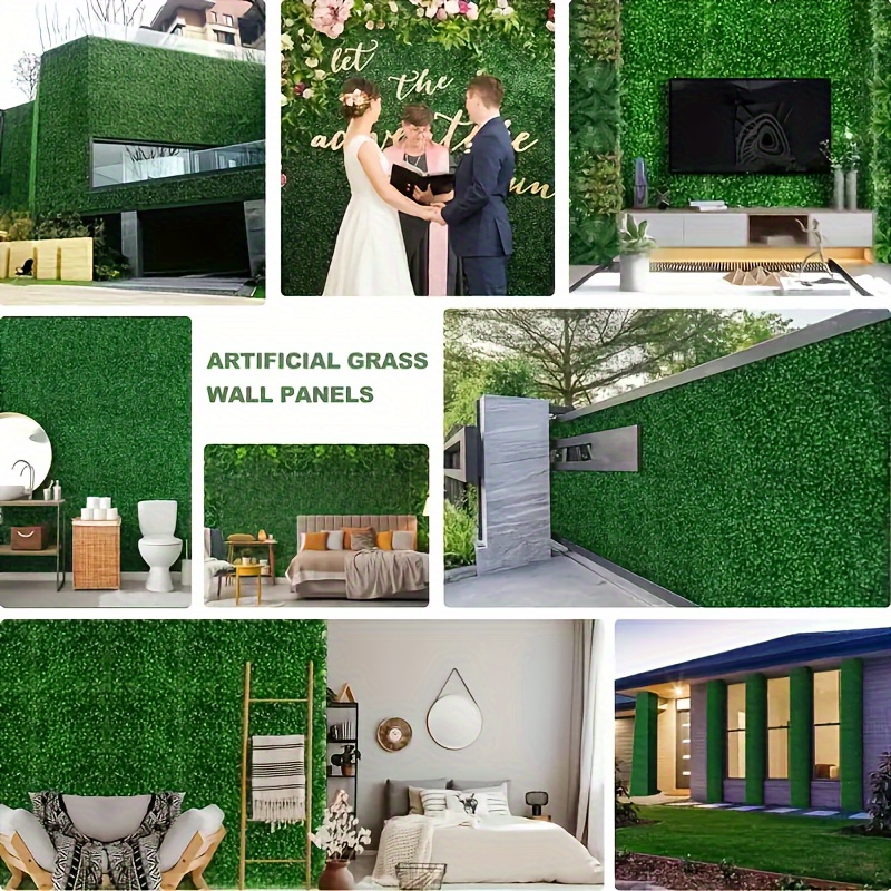 

Uv-protected Artificial Grass Wall Panels - 10/20pcs Plastic Greenery Backdrop For Indoor & Outdoor Garden Privacy & Decor