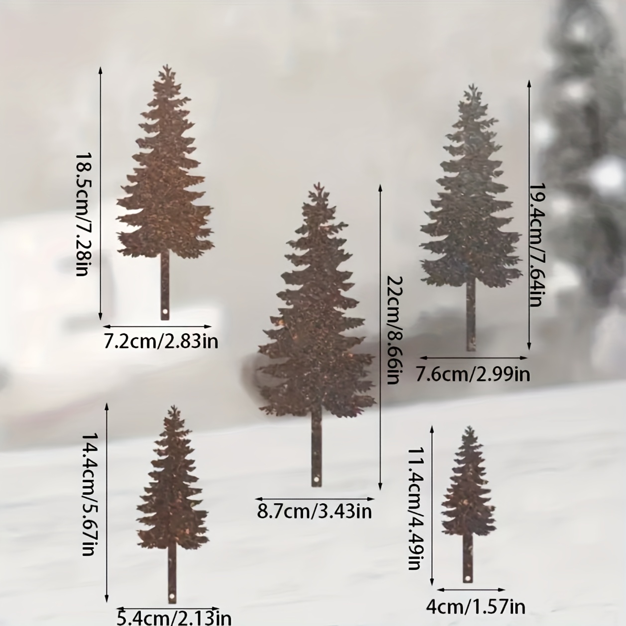 TEMU Decoraciones de Árbol de Pino de Metal Oxidado 5 piezas - Esculturas Mini de Árbol de Pino de Hierro en Capas y Piñas, de Mesa de Granja,