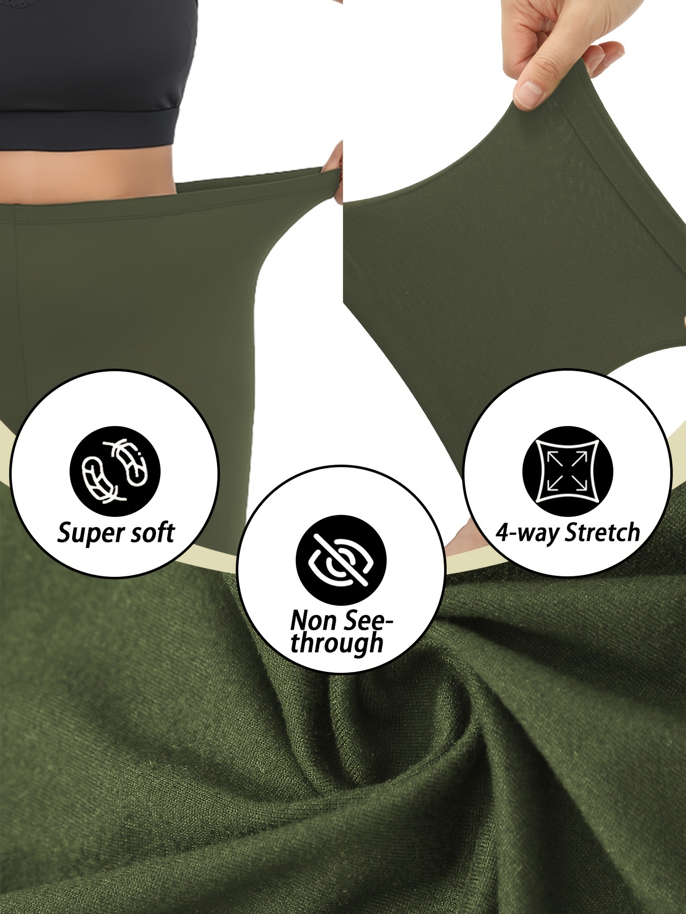 Plus Size Vibrant Green Biker Shorts for Women - Super Soft, No-See-Through, High-Waisted Workout & Yoga Gear, 15.24cm Inseam, Stretchy Polyester/Spandex Blend, Machine Washable, Plus Size Shorts