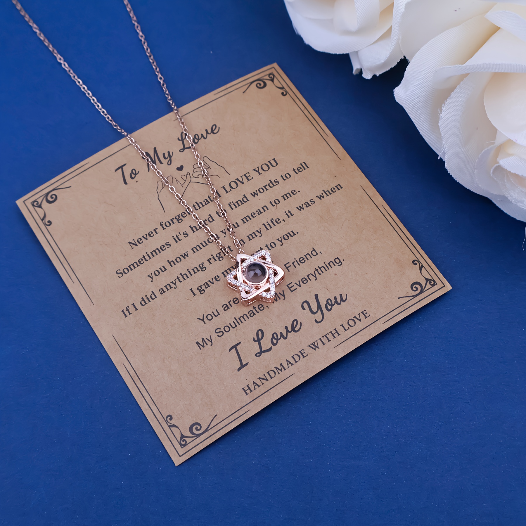 Custom Projection Necklace with Hexagonal Geometric Pendant