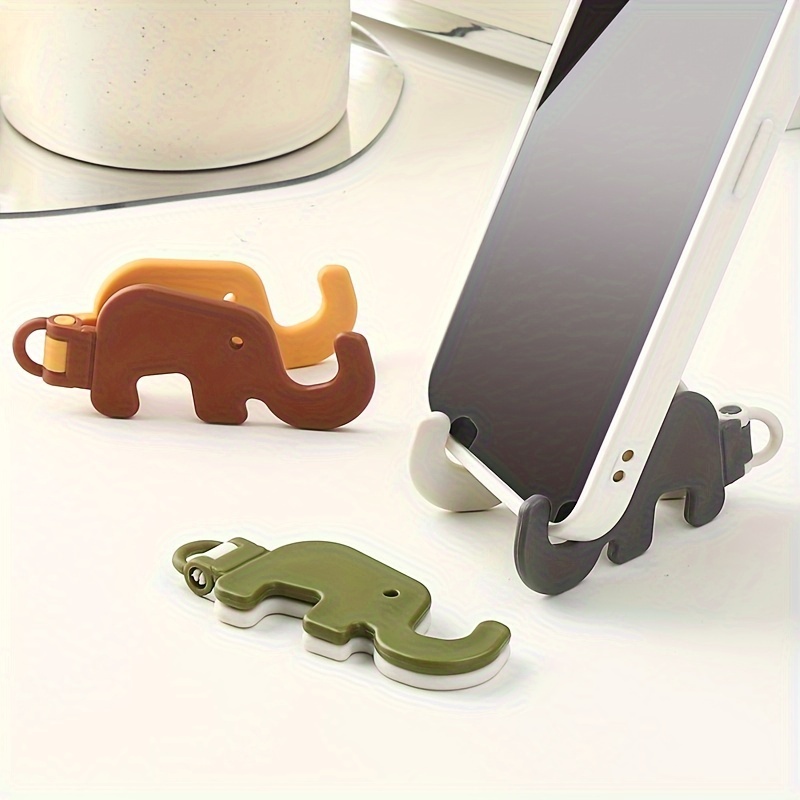 

3-pack Cartoon Elephant Phone Stand, Pp Material Waterproof, Multi-purpose Desktop Phone Holder Keychain For Office, Cafe, Living Room, Bedroom, Travel