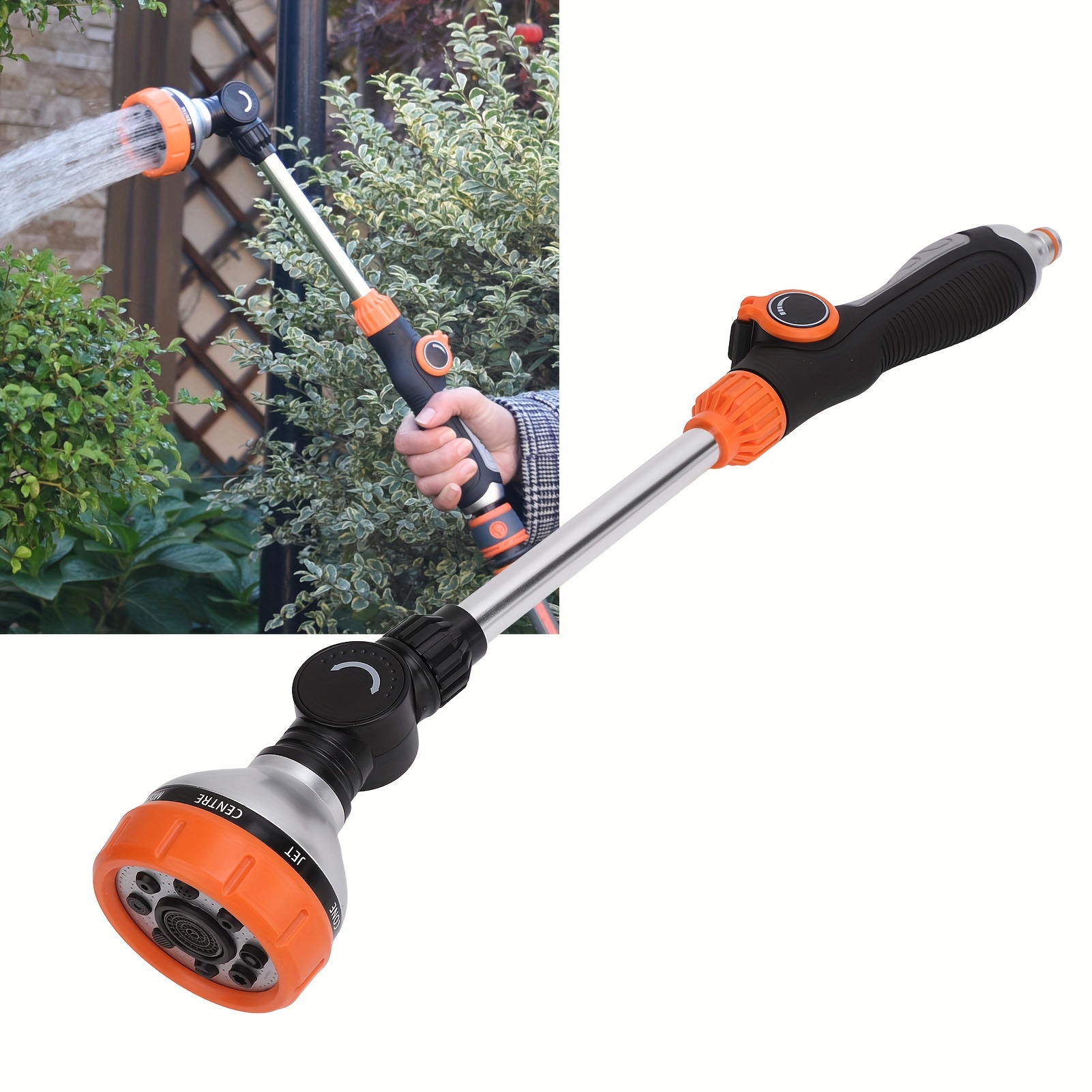 

Versatile Garden Hose Wand With 8 Spray Modes - Lightweight Aluminum Alloy, Ergonomic Grip, Adjustable Angle & Thumb Control For Efficient Watering Of Plants, Flowers & Cars