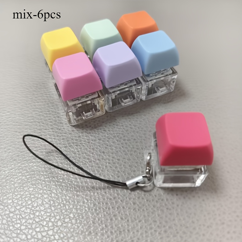 TEMU 【6個 カラー】ティブ ス ボタン キーホルダー おもしろ プッシュ＆リリース 解消 アクセサリー ギフトに最適