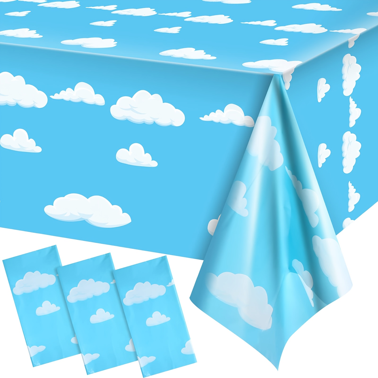 TEMU 1/4pcs, Nappe Blancs, Nappe Histoire, Nappe de Fête Ciel , Bannière de Table pour Décorations d'Anniversaire