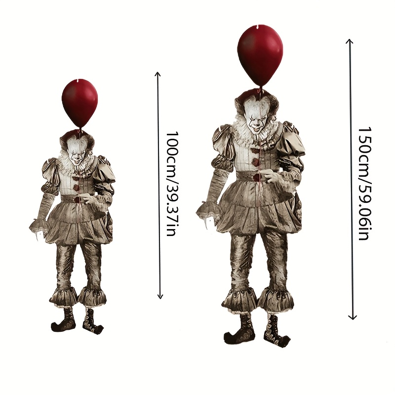 TEMU 1pc Gothic Horror Decoration - Clown Figure With Balloon, It-inspired Haunted Decor, Spooky Outdoor/indoor Halloween Decoration For Haunted