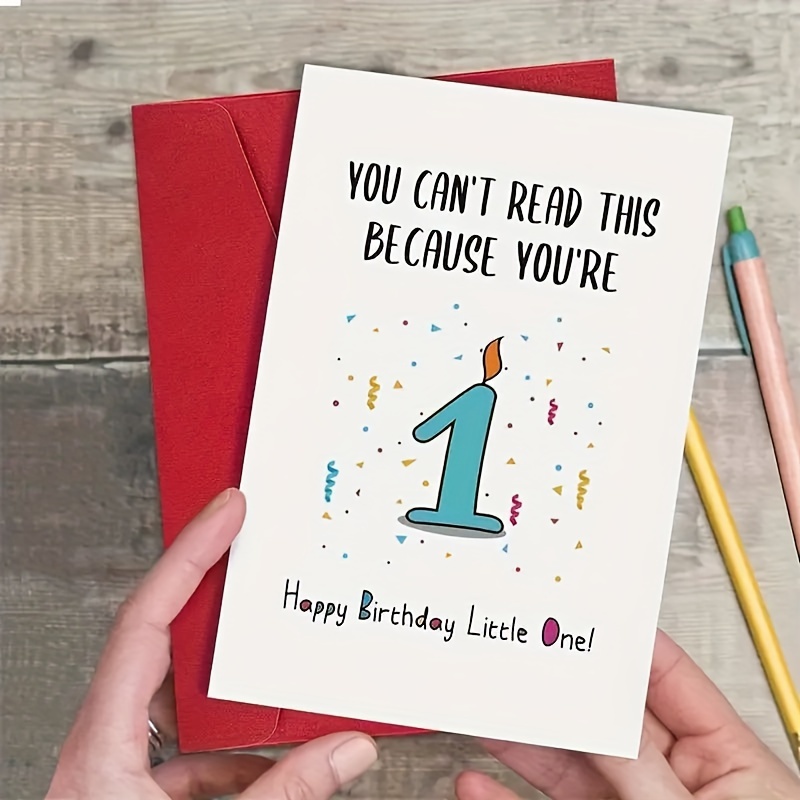 

1pc First Birthday Card For - "you Read This You'!" With Candle & Balloons Design, Includes - Perfect Keepsake Gift For ' Milestone Celebration