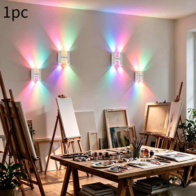 Image of Color-changing Rgb Wall-mounted Lighting, Double-sided Wing-shaped Projection Led Wall Light With Up/down/ , Usb-rechargeable Decorative Wall Lamp, 16 With Adjustable Brightness For Ambient Lighting.