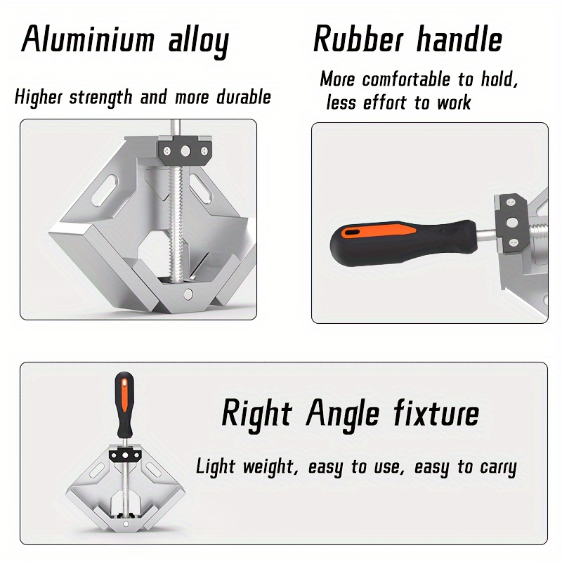 4 piece right angle clamp set for woodworking adjustable height non slip handles detachable surface compatible with drills and saws details 6
