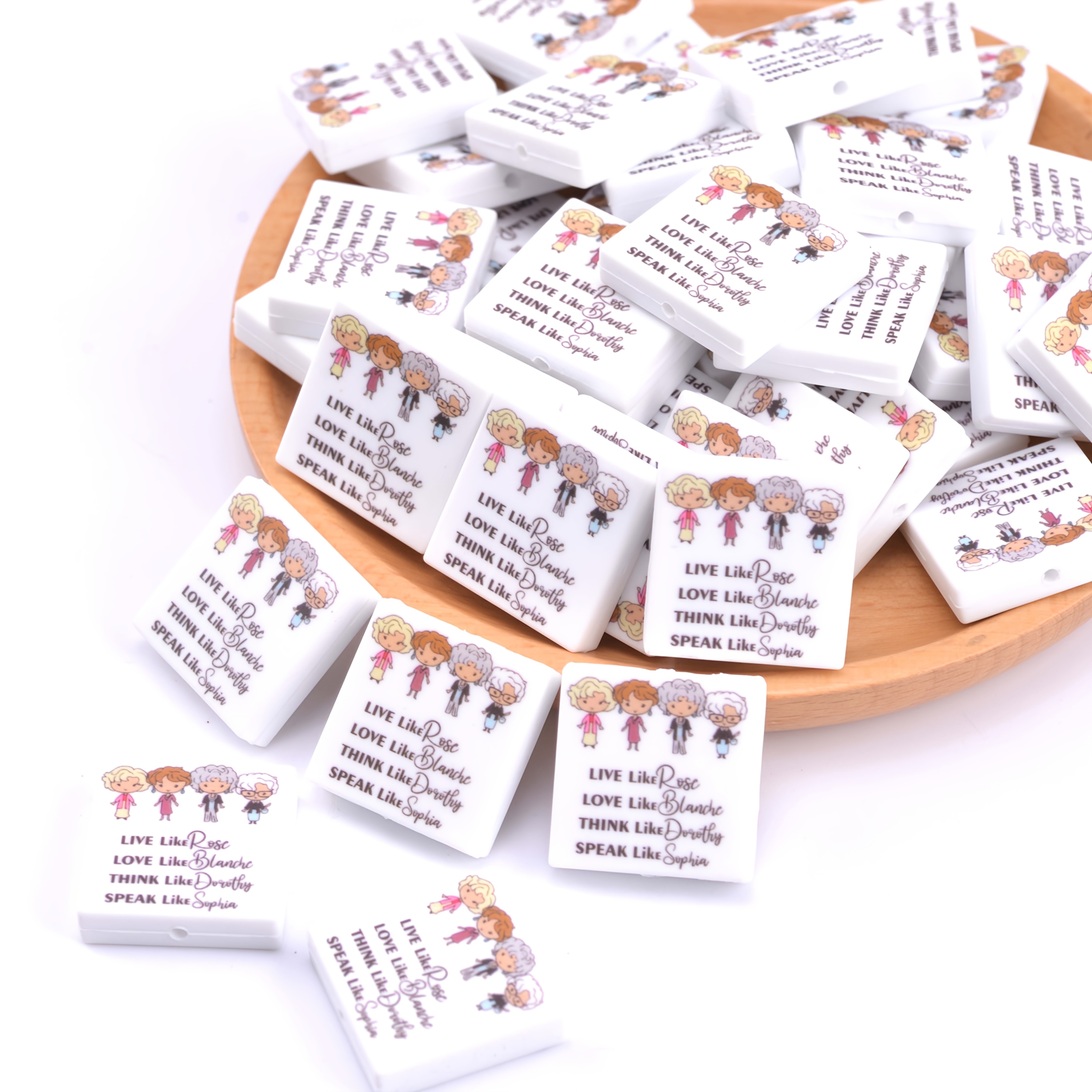 TEMU Set Of 5 Golden Silicone Beads For Crafting, From The Efrey Brand, Featuring Decorative Beads With Motivational Sayings, Made Primarily From Silica Gel, Themed For, Suitable For Jewelry Creation