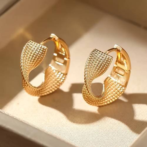 2pcs new exquisite bohemian style 14k gold plated alloy earrings for women fashion earrings wedding party birthday and anniversary gifts elegant jewellery for adult women over 15 years old