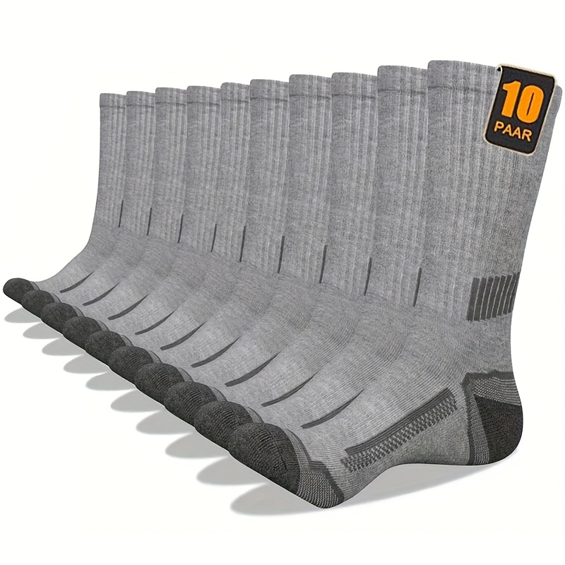 TEMU 10 Pairs Of Men's Autumn/winter Long Socks, Men's Athletic Socks, Breathable Polyester Fabric, Suitable For Skiing, Hiking, Basketball, Running,