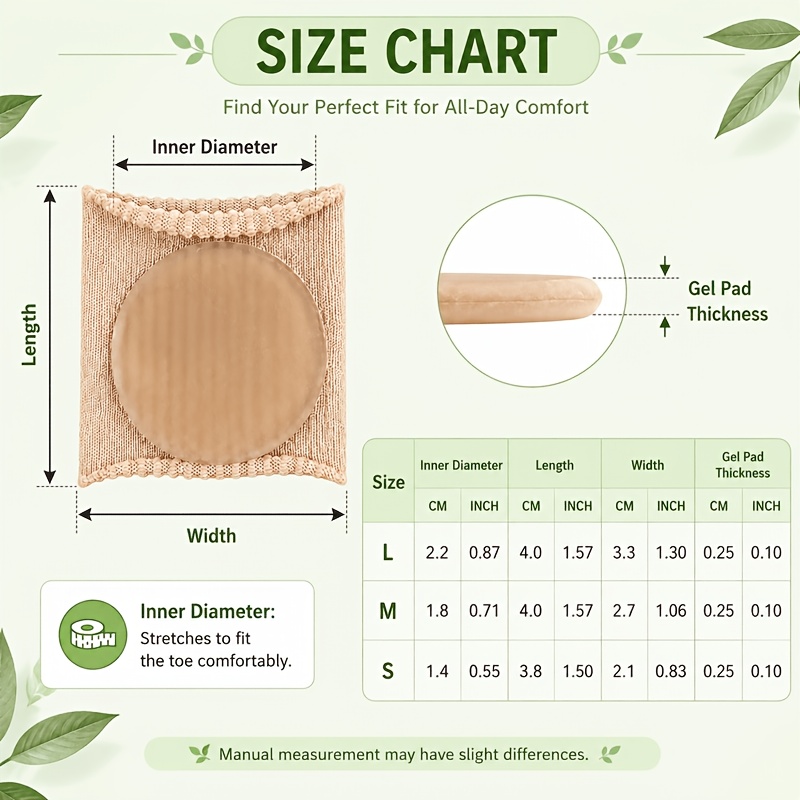 Elastic Fiber Gel Toe Protection Sleeve, 3 Sizes