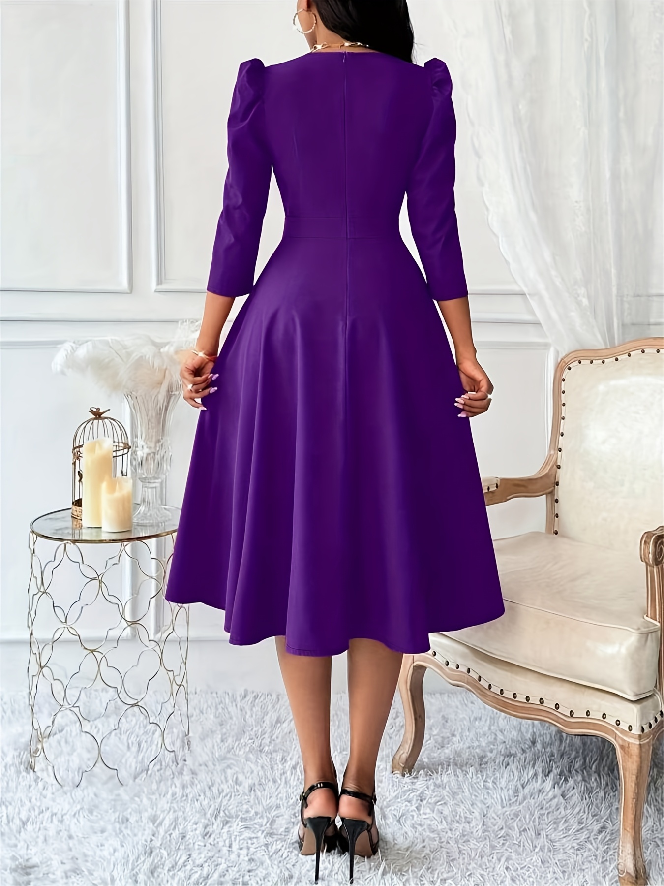 festive purple dress Shop Purple Sequin Holiday Christmas Dress with train for Girl Toddler main image 0