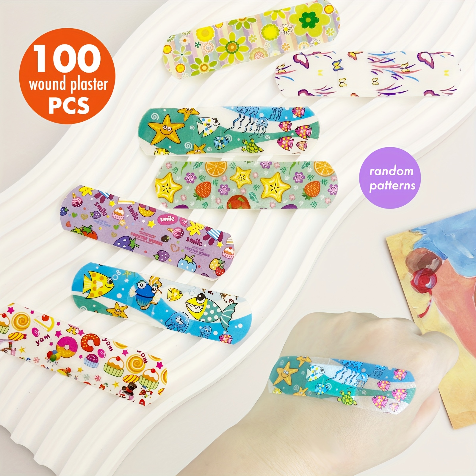 100pcs Cute Cartoon Bandages - Breathable PE Material for Sports & Outdoor Activities