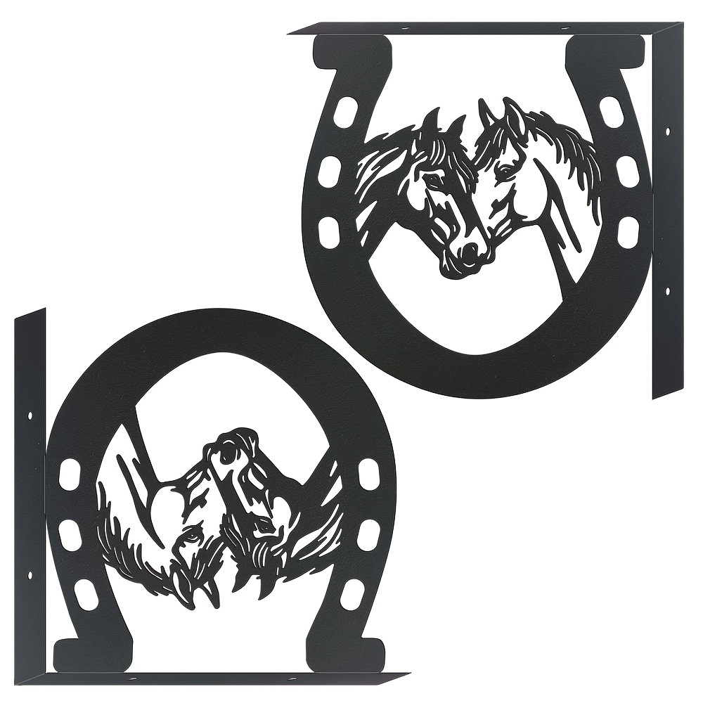 TEMU 2pcs Étagère Cheval Métal Couple avec Support Métal de L, de Place, Fixation Murale (Perforation Requise), Convient pour le Rangement Décoratif