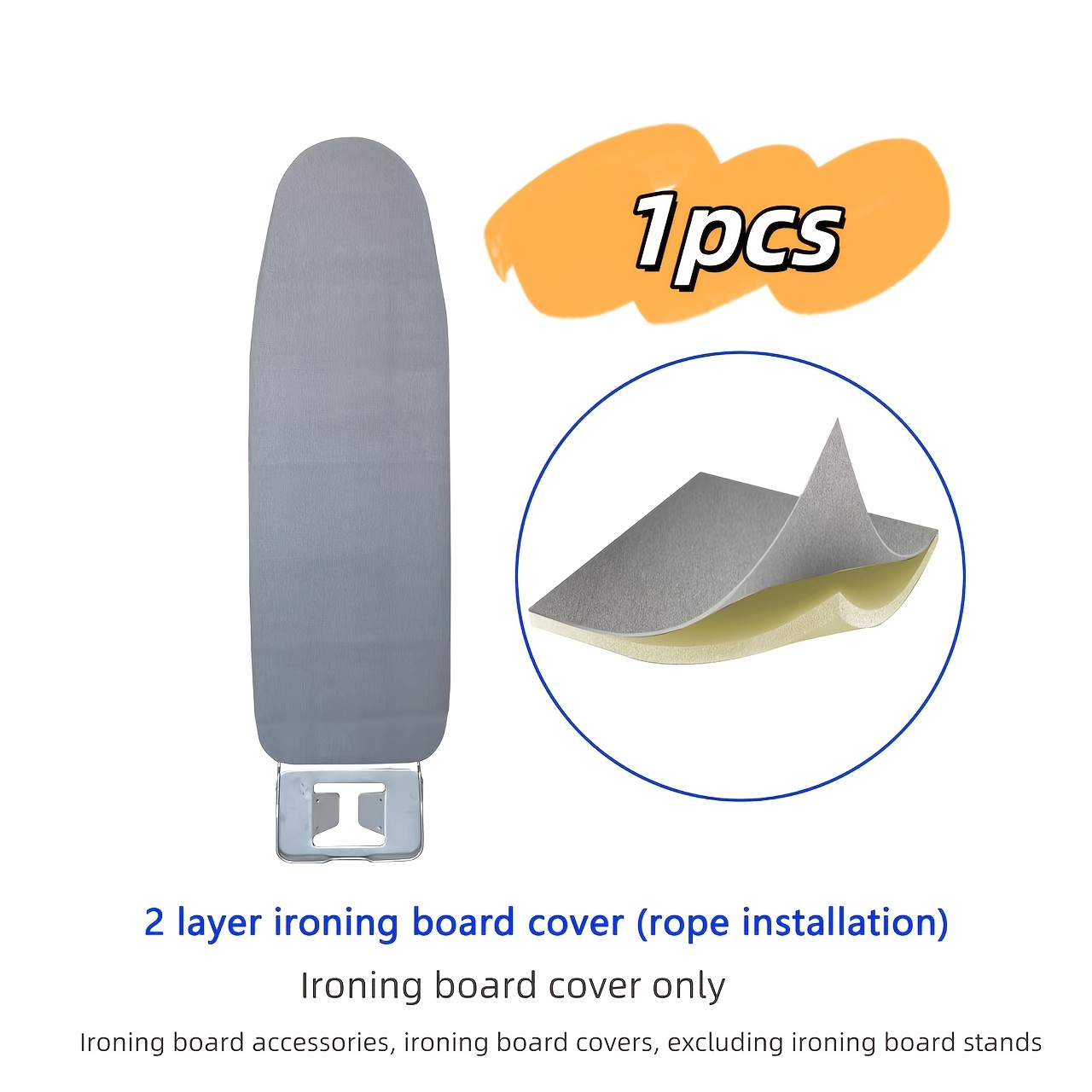TEMU Drawstring-style Ironing Board Cover With Heat-resistant Sponge Lining And Double-layer Fabric. Heat-resistant And Breathable, Dust-proof And