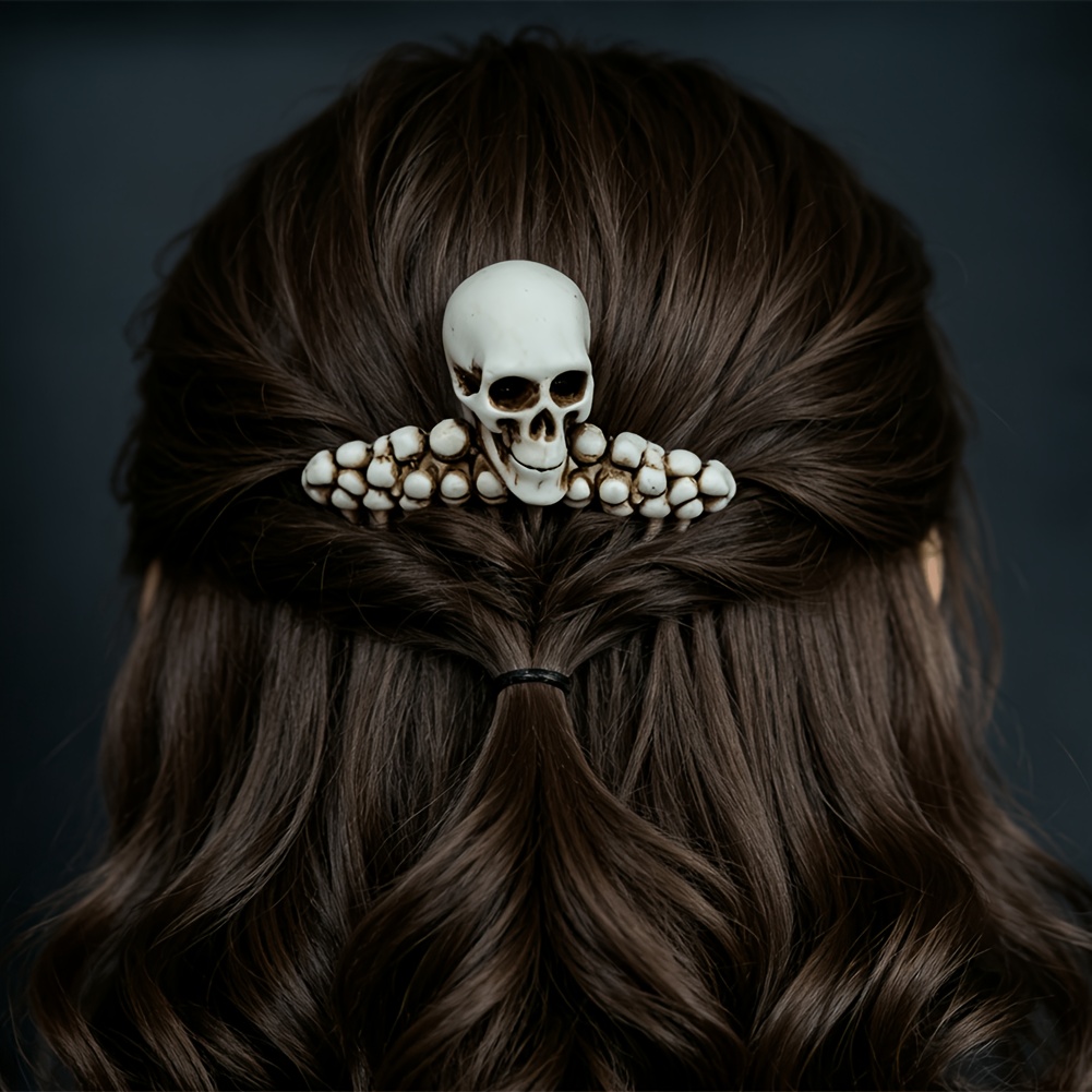 Retro Resin 3D Skull Hair Clip, Gothic Style