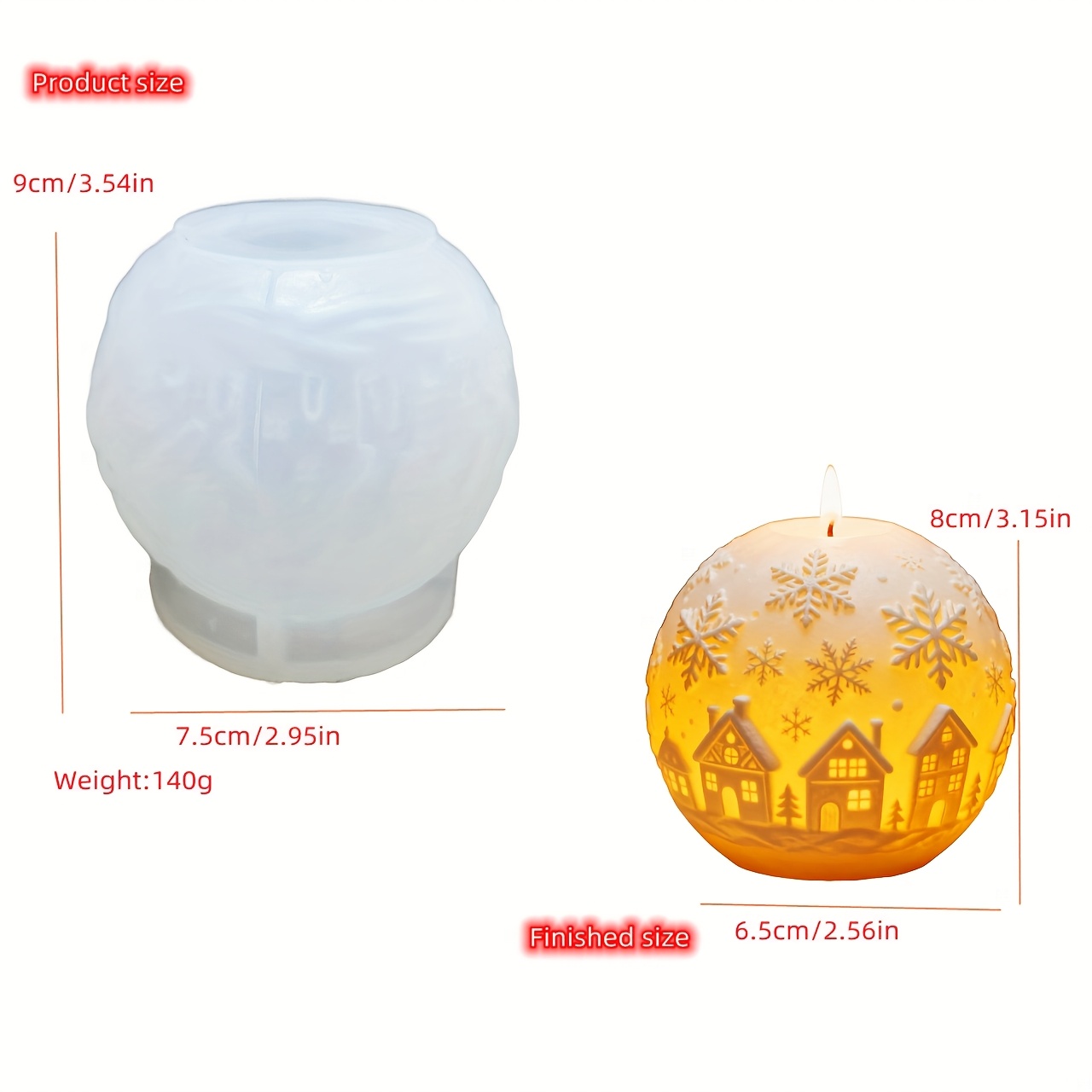 E-shop Eine Silikonform zur Herstellung von Relief-Häusern, Schneeflocken-Weihnachtsbäumen und runden Kerzen, geeignet für die Herstellung von