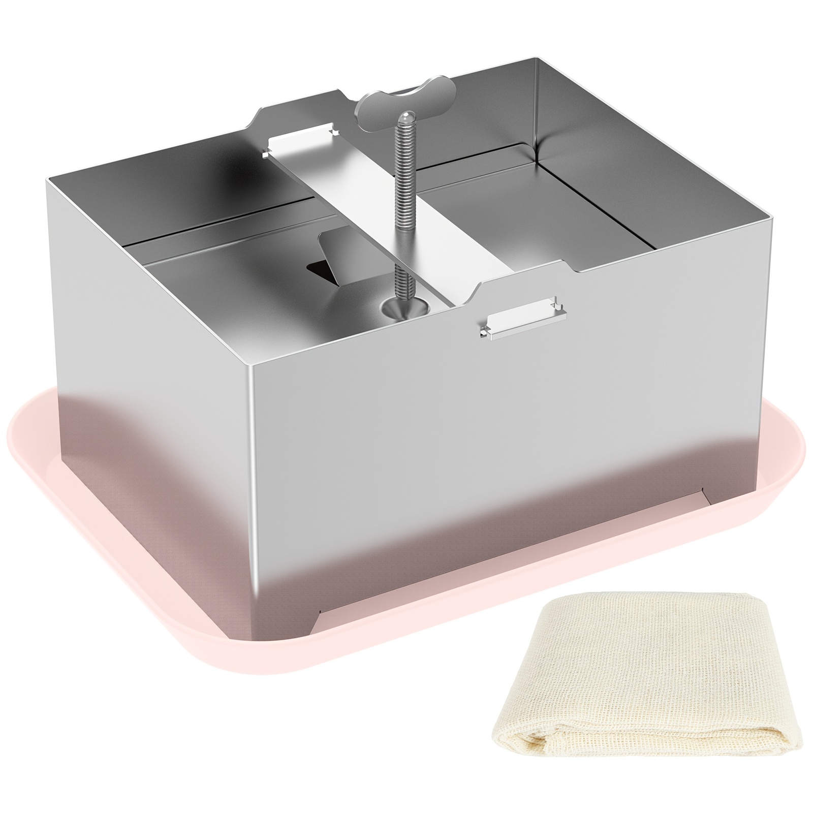 TEMU Kit Presse à Tofu en Acier Inoxydable de Qualité Alimentaire, Presse à Tofu à Pression Réglable, Kit Moule à Tofu Démontable