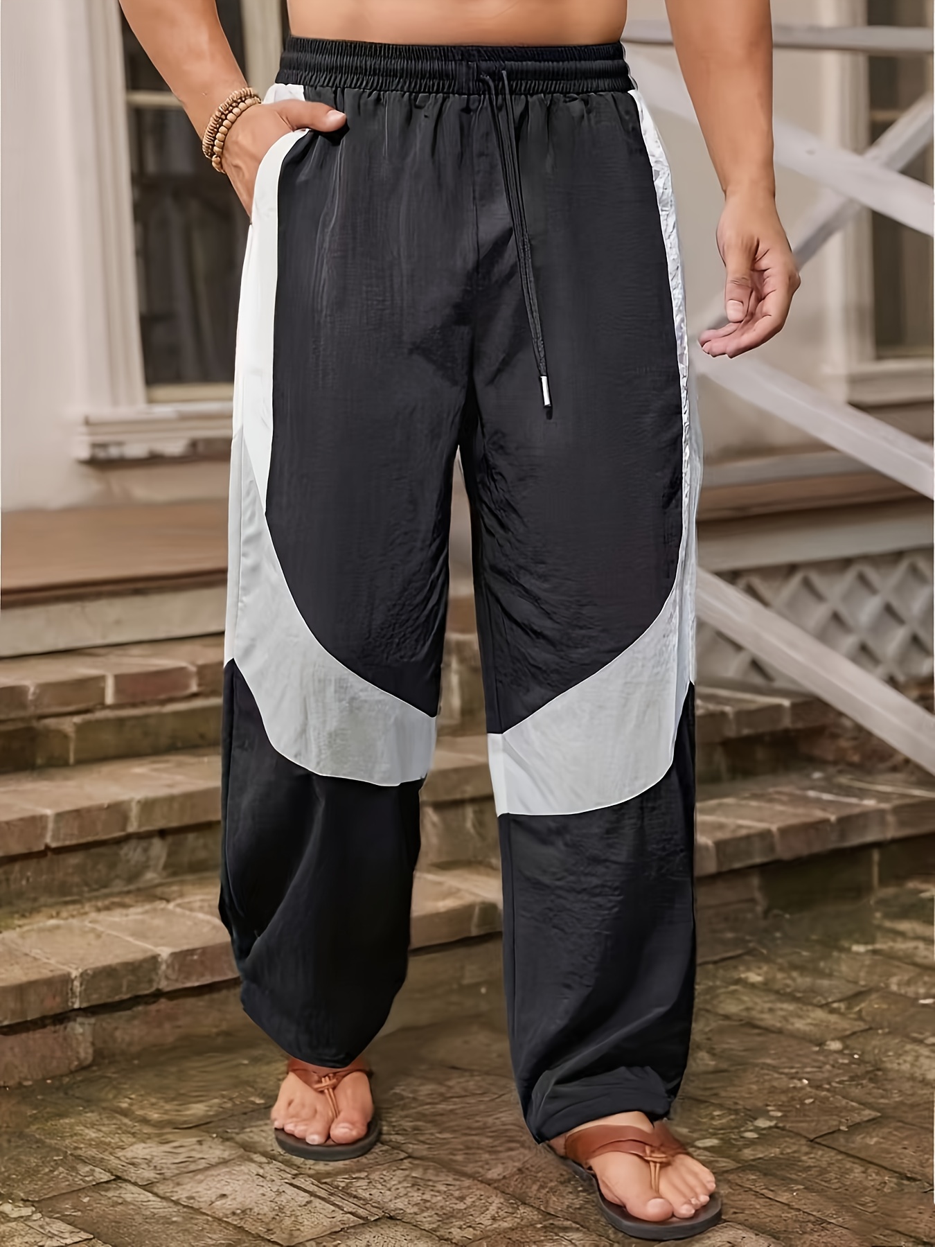 Casual Sporty Black, Gray, and *-* Pants with Adjustable Drawstring Waist and Elastic Cuffs, Featuring a Loose-fit Wide-leg Design