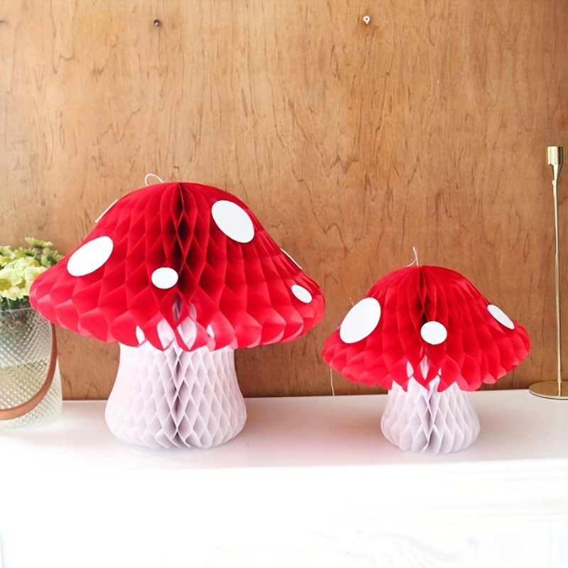 

2pcs, 3d Mushroom Honeycomb Decorations, , Paper Party Hanging Decor For Wedding And Birthday, Woodland Fairy Theme